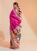 Pink Silk Woven Traditional Saree - 2
