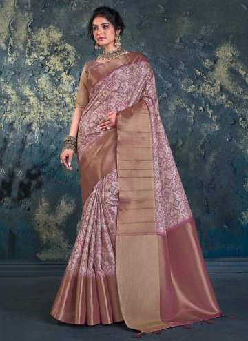 Pink Silk Woven Trendy Saree