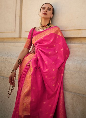 Pink Silk Woven Trendy Saree for Ceremonial