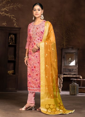 Pink Trendy Salwar Suit in Art Silk with Hand Work