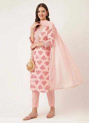 Pink Trendy Salwar Suit in Cotton  with Floral Pri