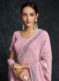 Pink Trendy Saree in Georgette with Embroidered - 1