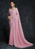 Pink Trendy Saree in Georgette with Embroidered - 2