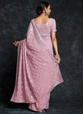 Pink Trendy Saree in Georgette with Embroidered - 3