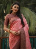 Pink Trendy Saree in Kanjivaram Silk with Designer - 1