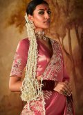 Pink Trendy Saree in Kanjivaram Silk with Embroidered - 1