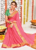 Pink Trendy Saree in Organza with Border - 2