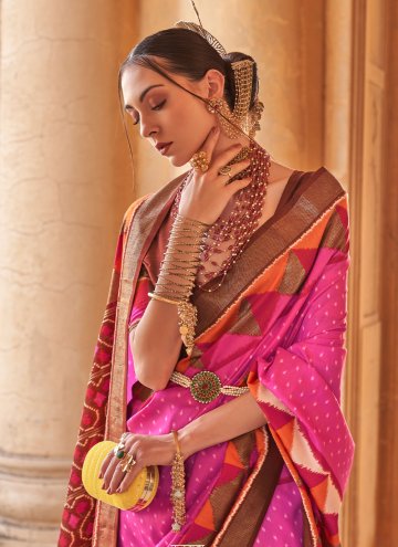 Pink Trendy Saree in Silk with Border