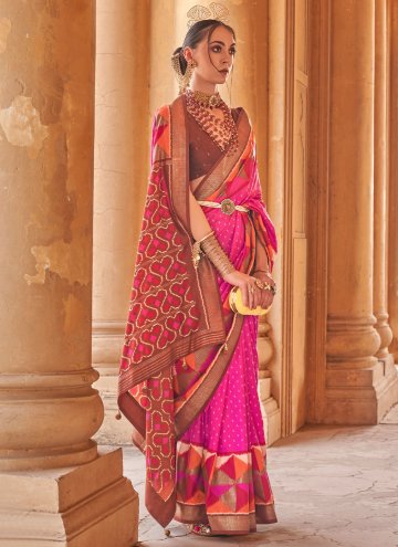 Pink Trendy Saree in Silk with Border