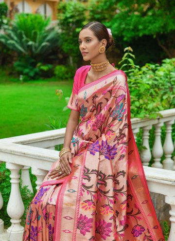 Pink Trendy Saree in Silk with Woven