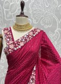 Pink Trendy Saree in Vichitra Silk with Embroidered - 1