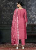 Pink Trendy Suit in Organza with Hand Work - 1