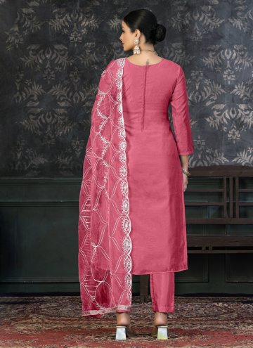 Pink Trendy Suit in Organza with Hand Work