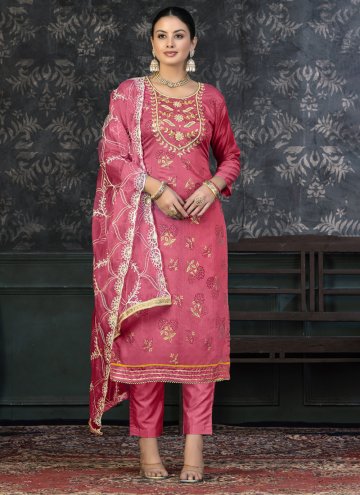 Pink Trendy Suit in Organza with Hand Work