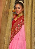 Pink Tussar Silk Border Trendy Saree for Engagement - 1