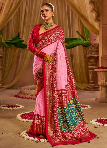 Pink Tussar Silk Border Trendy Saree for Engagement