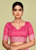 Pink Tussar Silk Printed Casual Saree - 1