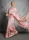 Pink Tussar Silk Printed Contemporary Saree for Ceremonial - 3