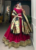 Pink Vichitra Silk Embroidered A Line Lehenga Choli for Ceremonial - 3