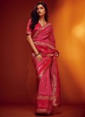Pink Viscose Digital Print Contemporary Saree for Ceremonial - 1