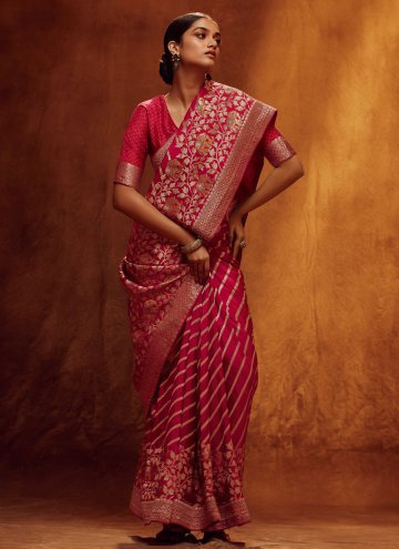 Pink Viscose Woven Classic Designer Saree for Ceremonial