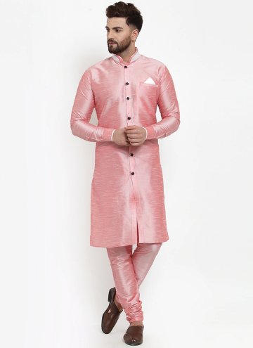 Plain Work Banarasi Pink Kurta Pyjama