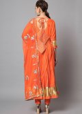Plain Work Rayon Orange Salwar Suit - 1