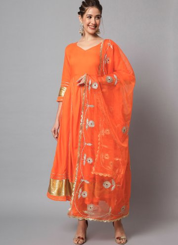 Plain Work Rayon Orange Salwar Suit