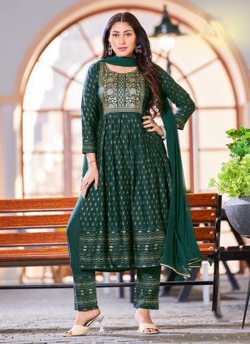 Print Rayon Green Salwar Suit