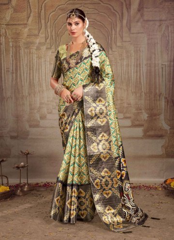 Print Tussar Silk Multi Colour Designer Saree