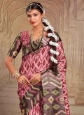 Print Tussar Silk Pink Trendy Saree - 1