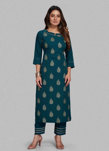 Printed Blended Cotton Rama Readymade Designer Salwar Suit