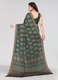Printed Chiffon Green Classic Designer Saree - 2