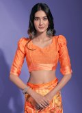 Printed Chiffon Orange Designer Saree - 1