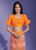 Printed Chiffon Orange Trendy Saree - 1