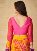 Printed Chiffon Pink and Yellow Casual Saree - 2