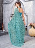 Printed Chiffon Turquoise Trendy Saree - 2