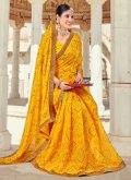 Printed Chiffon Yellow Trendy Saree - 2