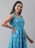 Printed Cotton  Blue Trendy Salwar Suit - 1