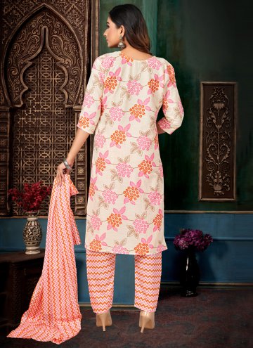 Printed Cotton  Cream Salwar Suit