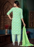 Printed Cotton  Green Pant Style Suit - 1