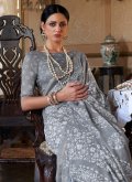 Printed Cotton  Grey Trendy Saree - 1