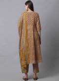 Printed Cotton  Mustard Salwar Suit - 1