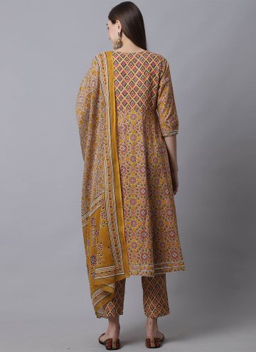 Printed Cotton  Mustard Salwar Suit