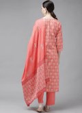 Printed Cotton  Peach Salwar Suit - 1