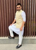 Printed Cotton  Yellow Nehru Jackets - 1