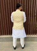 Printed Cotton  Yellow Nehru Jackets - 2