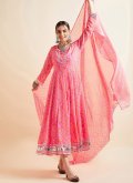 Printed Georgette Pink Readymade Designer Gown - 3