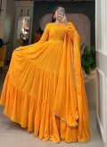 Printed Georgette Yellow Gown - 2