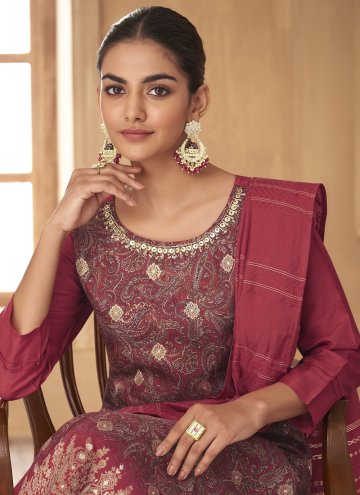 Printed Jacquard Silk Multi Colour Salwar Suit